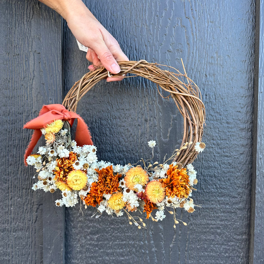 Dried Marigold + Strawflower Wreath